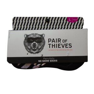 Pair of Thieves Kids No Show Socks Pair of 3 Lrg 9-12 Black and White K998